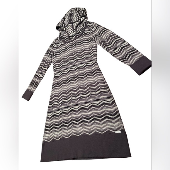 PrAna Meryl Hooded Sweater Dress Gray Chevron Size S - Picture 4 of 11